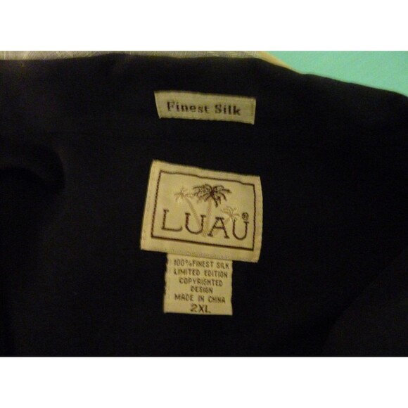 LUAU 100% Silk Hawaiian Soft Shirt-Embroidered Parrot-Pocket-sz 2X - Picture 4 of 4